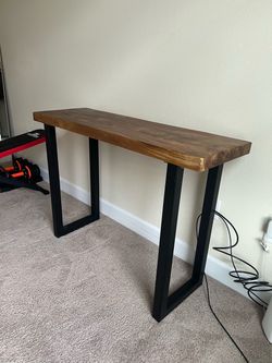 Industrial Wood Console Table with Metal Legs