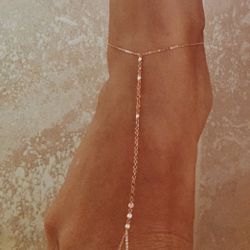 14k Rose Gold Foot Jewelry with Gold Disc Accents – 10” + 2” Extension
