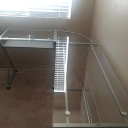 L shaped glass desk