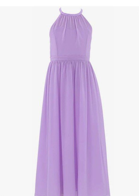 New Pretty Lavender Purple Girls Long Dress