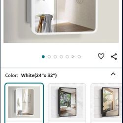 Movo 32" W x 24" H White Framed Recessed Medicine Cabinet with Mirror, Wall Mounted Mirrored Medicine Cabinets for Bathroom with Removable Shelves