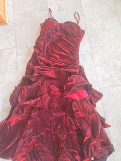 Sexy mermaid style red dress silk layered