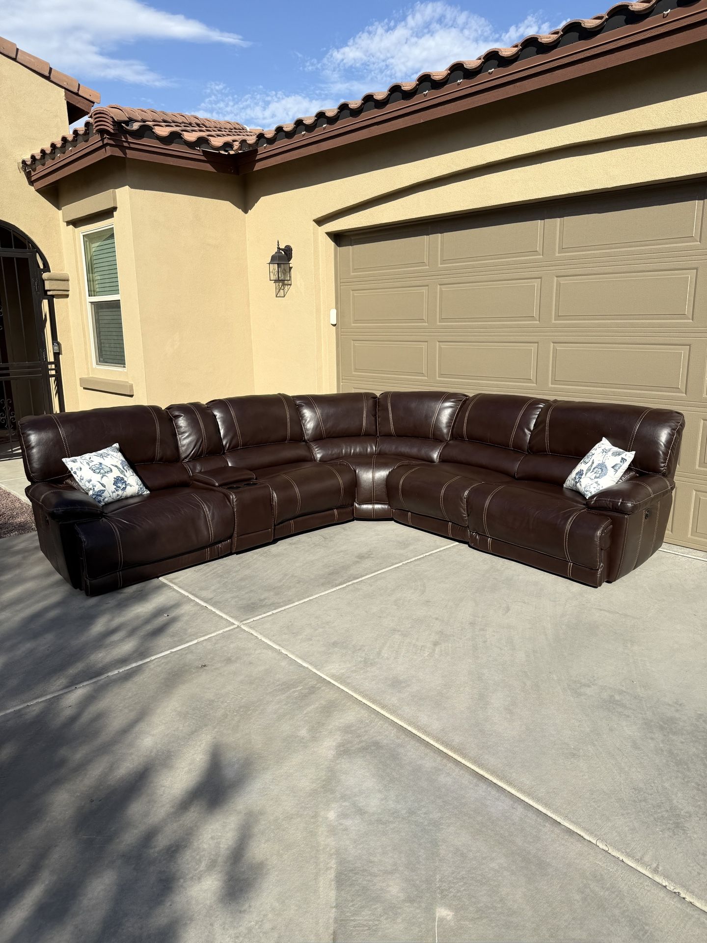 Leather Reclining Sectional Couch