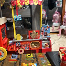 Wooden Pretend Playfood Pop Corn Stand