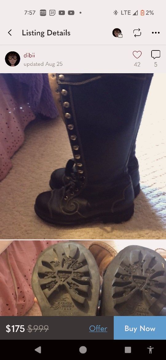 Original John Fluvog Angel military style wing tip boots