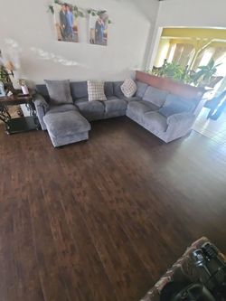 Beautiful light‑blue sectional couch set