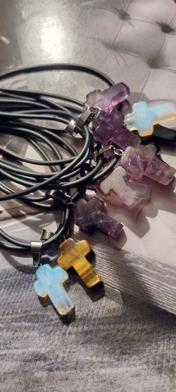 Crystal Cross Gem Necklace 19"  / 11 Left