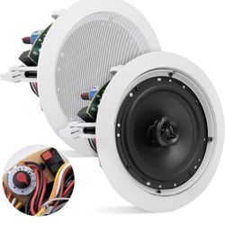 Pyle Ceiling and Wall Mount Speaker-6.5” 2-Way 70V Audio Stereo Sound Subwoofer Sound with Dome Tweeter,500 Watts,in-Wall&in-Ceiling Flush Design for 