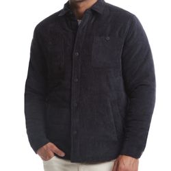 Weatherproof Vintage Men Corduroy Button Front Quilted Jacket Moonless Night XL