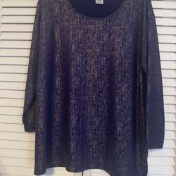 Bon Worth Size PXL Purple & Gold Blouse