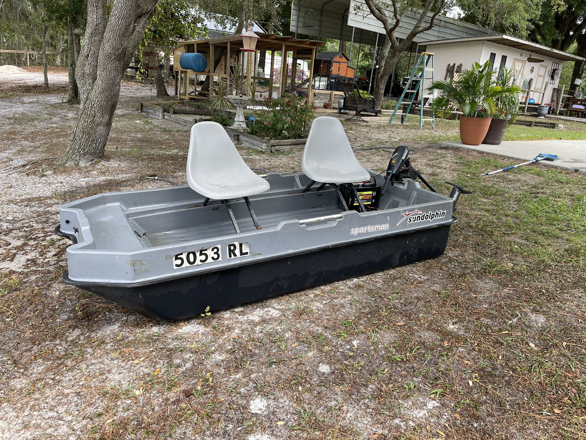 Photo Sun Dolphin Sportsman John Boat With Trolling Motor And Battery!