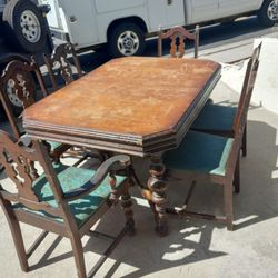 Antique/vintage Table With Captains Seat And 5 Chairs