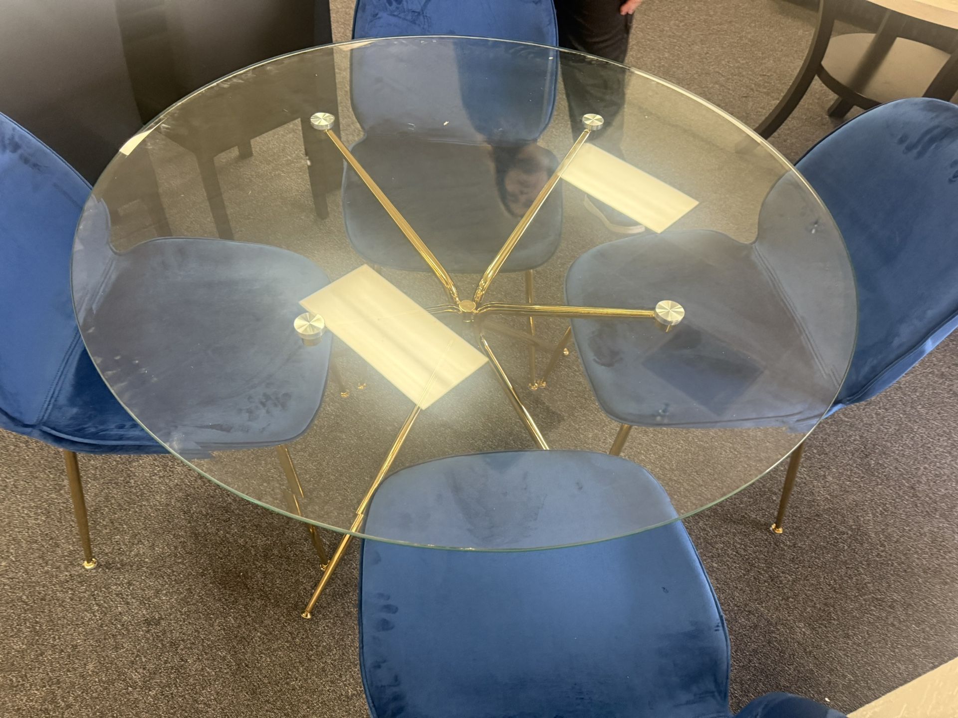 Dining Table With 4 Chairs In Blue And Gold
