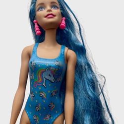 Mattel Barbie Fashionista Fashion Doll Long Blue Hair Blue Eyes Very Beautiful