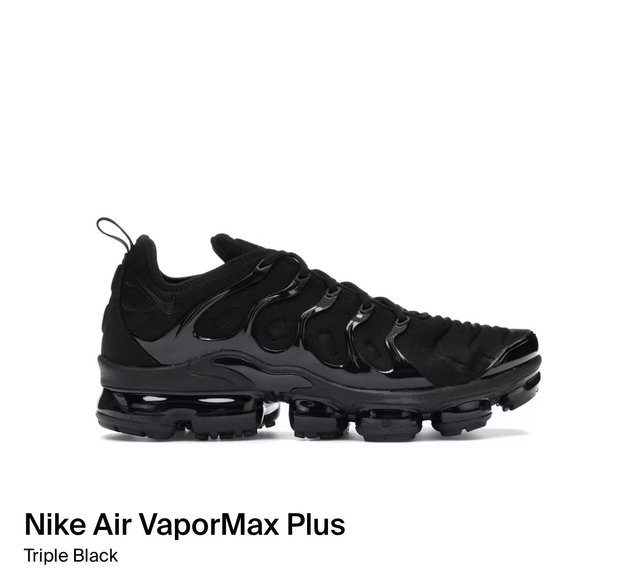 Size Nike Air VAPORMAX Plus 924453 004 Size US 9M Low Triple Black