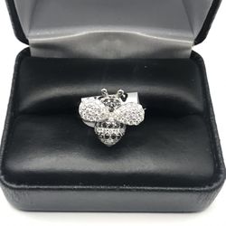 925 Sterling Silver 1.50CT MOISSANITE Bee Ring Size 6 