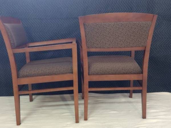 (2) Black Vine Print On Brown Fabric National Admire Office Chair