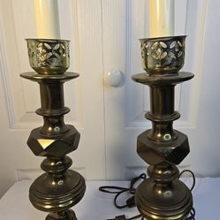 Vintage Brass Table Lamps Mid Century Rare Find 