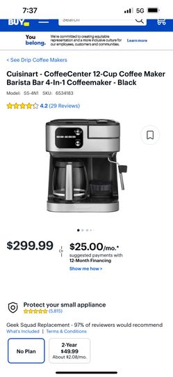 Brand New Cuisine Barista 4- In 1 Coffeemaker Retail Over $300