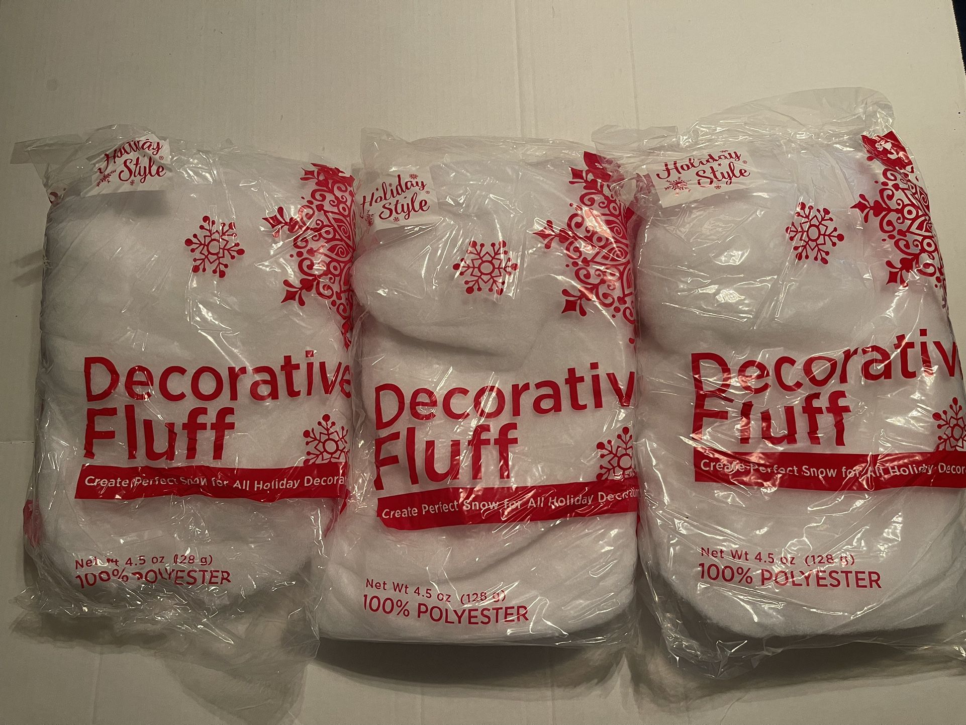 3ct 4.5oz Decorative Fluff for Snow for Holiday Decorations 