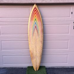 7’ Pintail Single Fin Mid Length Surfboard - Classic Art Piece