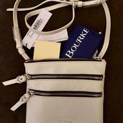 NWT Dooney & Bourke Triple Zip Crossbody Cream Color