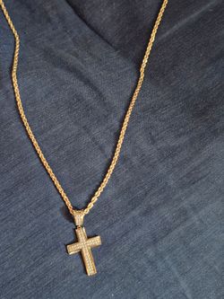 14k chain with 10k gold cross natural diamonds