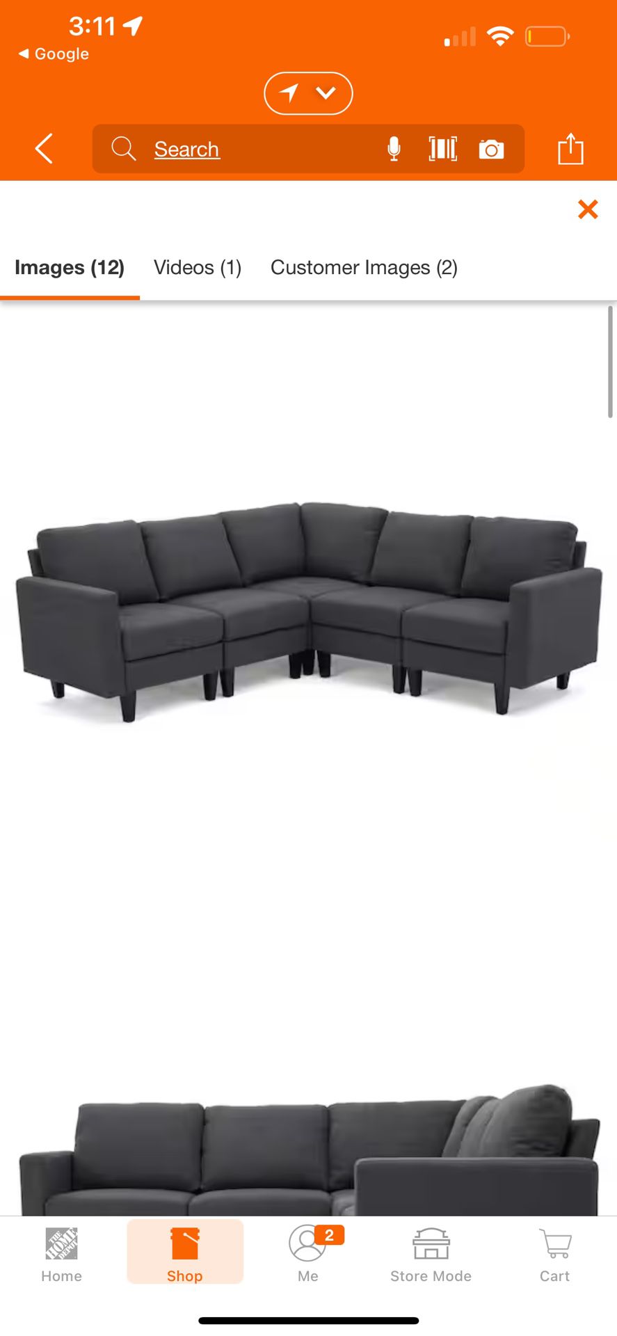 5 -Piece Fabric L-Shaped Sectional Sofa
