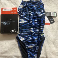 Speedo, Blue/pattern, Size 8/34 Swimsuit