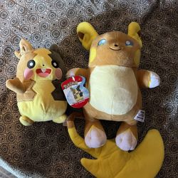 Pokemon Plush Alolan Raichu & Morpeko 