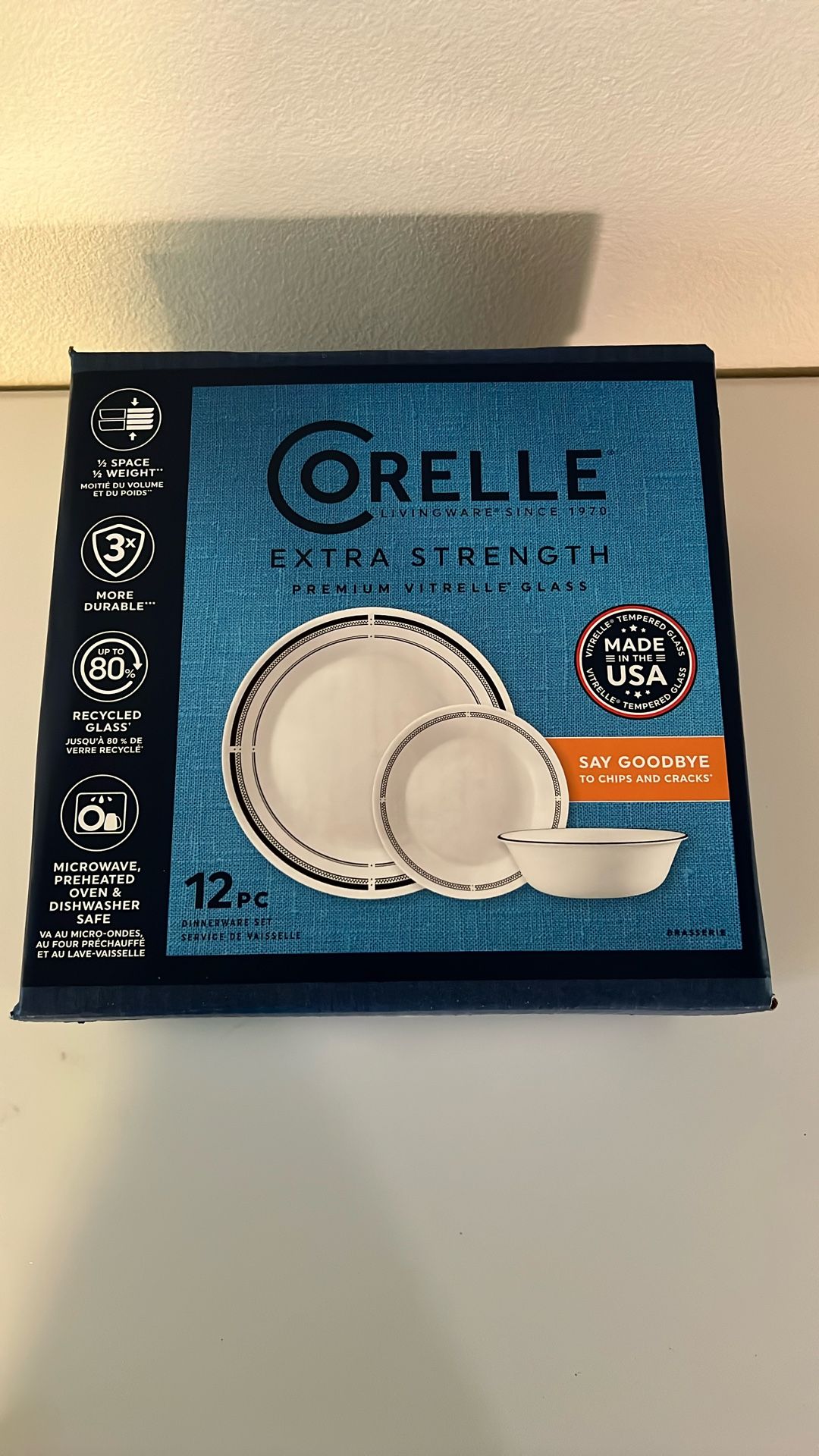 Corelle Extra Strength Premium Vitrelle Glass 12pc Dinnerware Set