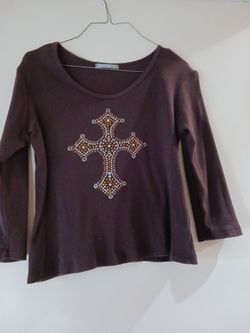 Brown Top With A Cross Design