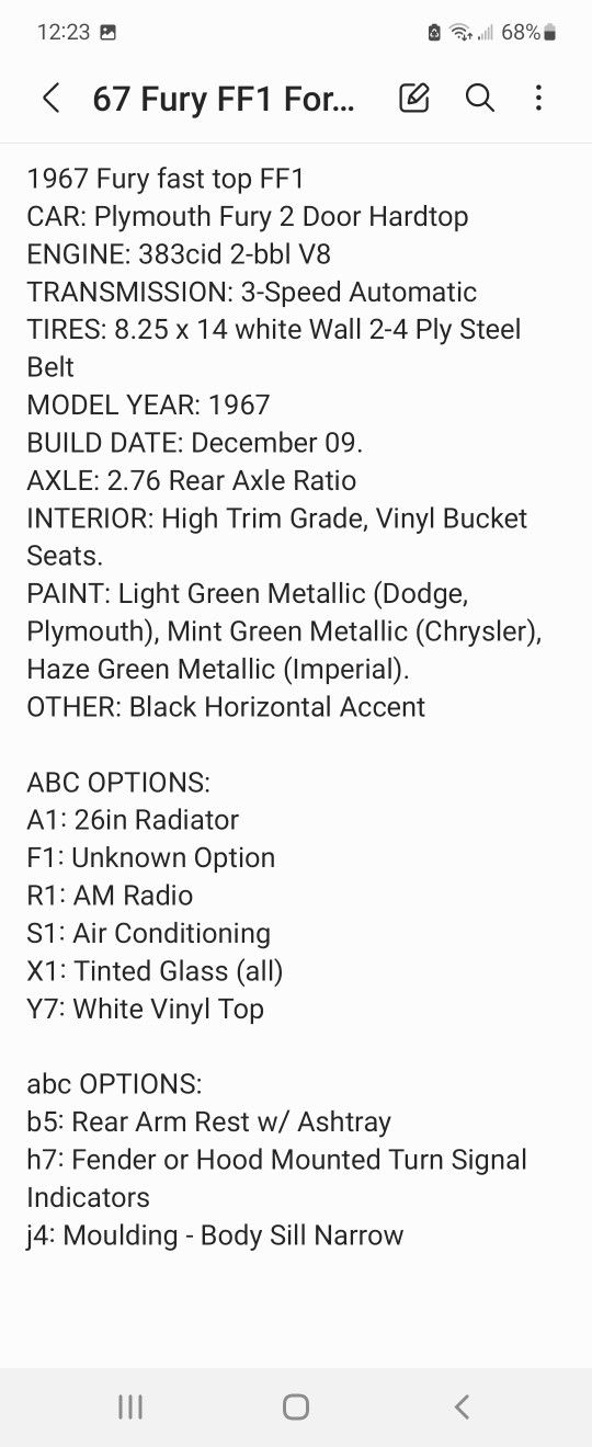 1967 Plymouth Fury for Sale in Vero Beach, FL OfferUp