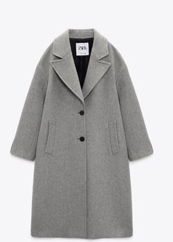 Zara Grey Oversized Wool Blend Coat