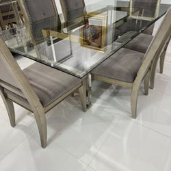 Glass Dining Table With 6 Chairs 