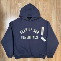 Fear of God Essentials Marine Blue Hoodie Season 24 Brand New Sizes In Stock