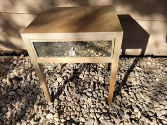 Gold Mirror Nightstand End Table