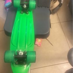 Small Skateboard Neon Green New 