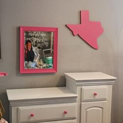 Beautiful Redone Hardwood Dresser With Mirror 