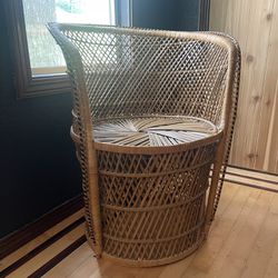 Small Wicker Barrel Chair Boho 