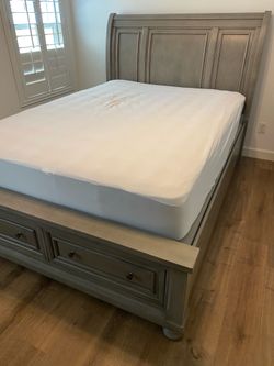 SALE! Ashley Sleigh Bed and Mattress by Sterns & Foster