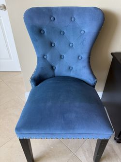 Blue Suede Studded Chair