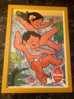 Vintage Dole Pineapple poster- Kids In Canoe