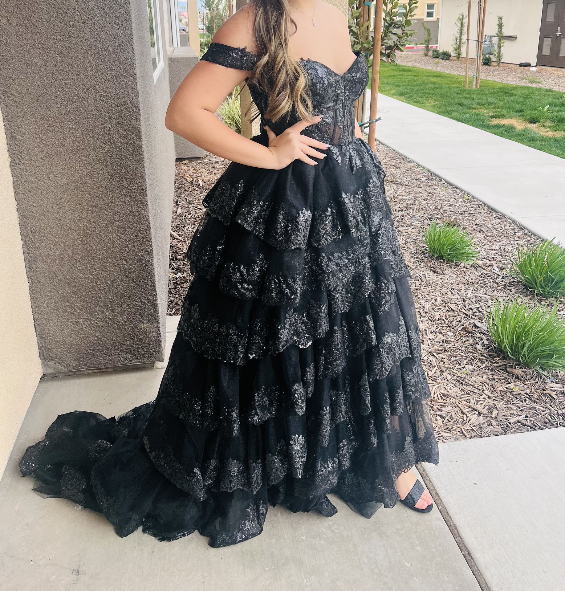 Black Sequin Prom Dress
