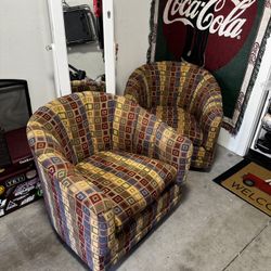 Mid Century Swivel Chairs (set Of 2)