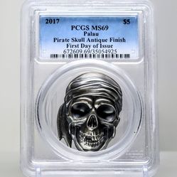 2017 Palau Skull Series - 5$ Silver Coin PCGS Certified 