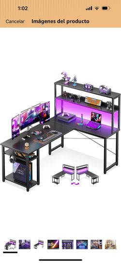 - Escritorio de juegos en forma de L de 53"