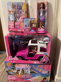 Barbie Dreamboat, Jeep and Mountain Bike Bundle, Malibu Travel Doll, Fashionistas Doll, Chelsea Travel Doll