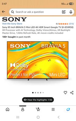 (Brand New)Sony 85 Inch BRAVIA 5 Mini LED 4K HDR Smart Google TV