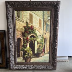 Framed Tuscan-style Oil Painting